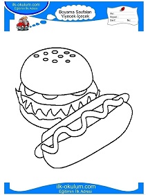 Çocuklar İçin Sandwich Boyama Sayfaları 